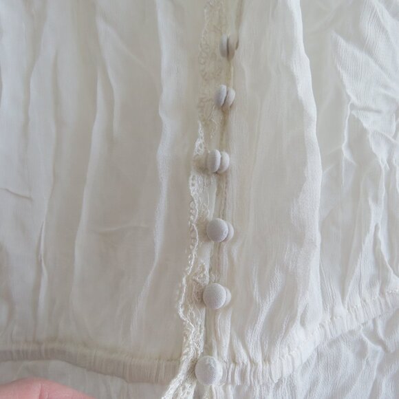 VINTAGE BUFFALO DAVID BITTON Sheer Lace Button Front Top White Y2K Fairy Size M - Picture 9 of 16